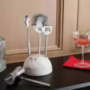 NEW! Target Threshold 4 Pc Stainless Steel Barware Set Marble Stand Gift Set