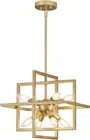 Modern Small Square Gold Chandeliers 8-Light Geometric Pendant Light Fixture Ind