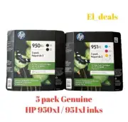 5 Pack HP 950XL 951XL Ink Set Black Cyan Yellow Magenta 950 951 XL EXP 2022-2023