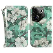 For Tecno Camon 20 Premier 5g Leather Stand Cover 3d Pattern Printing Wallet Phone Case With Strap