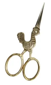 Vintage Style Scissors "Rooster" Design Gold Finish 100 mm (4")