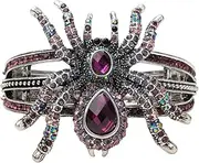 [YACQ] Hollowed-Out Crystal Rivet Studded Spikes Spider Bangle Hinged Bracelet Jewelry Halloween Costume Accessory Women Teen Girl