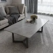 120x60cm Minimalist Slate Coffee Table Marble Tea Table Living Room Rectangle Cocktail Side Table Solid Metal Legs
