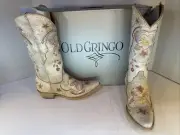 OLD GRINGO Bonnie White Crackle Boho Wedding Cowboy Boots 10 B NEW WITH BOX