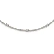 Sterling Silver Polished Cz Xs W/ 2In Ext. Necklace
