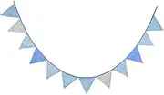 [PiurUf] Bunting Flags 12 Flags-3.2M Cotton Fabric Pink Color Flag Decoration Shower Garland Birthday Party Decoration Blue Flag Bunting (Size : NO227)