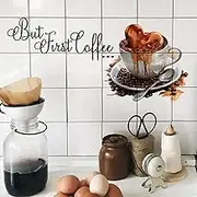 Coffee Time Wall Decals Heart Coffee Cup Wall Stickers for Home Kitchen Office Coffee Store Removable Peel and Stick Mural Window Wallpaper Decorations (Coffee)