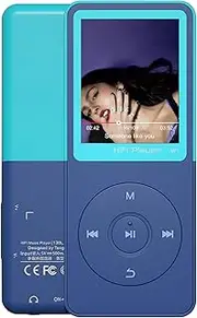 Bluetooth Mp3 Player, Classic Portable Mp3 & Mp4 Players for Kids,HiFi Music Player with Video Play,FM Radio,Recording,E-Book,Alarm Clock,Mp3 Play up to 50 Hours with SD Card Slot Blue 64GB
