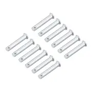 Single Hole Clevis Pins 8mm x 45mm Flat Head Zinc-Plating Solid Steel Pin 12Pcs