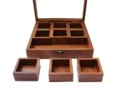 Wooden Kitchen Spice Box/Wooden Masala Box Wooden Utility Masala Box/Glass Top