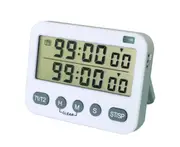T06 2 Sets of Timer Reminder Exam Timer Cooking Timer Silent Countdown Clock Flashing Light Reminder for Kitchen Cooking