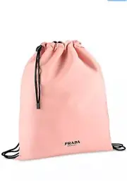 Prada Beauty Black & Pink Large Reversible Drawstring Bag 14”x16” NEW - FREE S/H