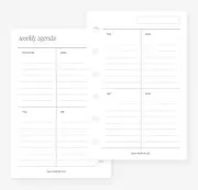 Pocket Undated No.07 Weekly Vertical Border Lined Week on Two Pages Planner Insert for Filofax Pocket, LV PM agenda refill 6 hole 3.2 x 5