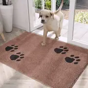 Dirt Trapper Door Mat Non-Skid/Slip Machine 20" x 31.5" Paw-light Brown