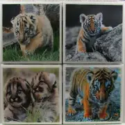 Ceramic Tile Coaster - Baby Tigers - Set of 4 Drink /Bar Coaster - Marble 5A