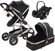 AUS Glide Baby Pram Travel Stroller - Prams & Strollers for Newborn, Compact 9-in-1 Convertible Kids Lightweight with Foldable Bassinet, Adjustable & Reclining Modes Push Chair for Infant & Toddler