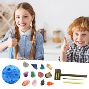 Gemstone Dig Kit Crystal Excavation Toy Mineral Rock Fossil Box With Digging Kit