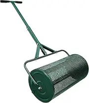 27" Compost Spreader, Peat Moss Spreader with T-Shaped Handle & Side Clasps & Durable Metal Mesh, for Rolling Garden Lawn Compost Top-Dressing Spreader