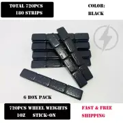 6 BOX 1 OZ BLACK WHEEL WEIGHTS STICK-ON ADHESIVE TAPE LEAD-FREE 720 PCS