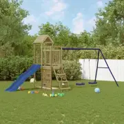 Wooden Outdoor Playset Blue 90cm Climbing Frame Slide Swing Fun Kids Garde 55896