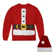 Christmas Costume Santa Claus Big Youth Sweatshirt with Santa Hat