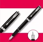 Parker Sonnet Fountain Pen Bright Black Silver Clip With Fine 0.5mm Steel Nib