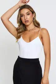 White Bodysuit Top - Size XS, Women's Bodysuit