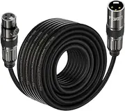 FORE 15m 1-Pack XLR to XLR Cables, XLR Microphone Cable, Oxygen-Free Copper (OFC) XLR Male to Female Cord, Mic Cord, XLR Speaker Cables,Color Gunmetal Grey & Black - 1 Pack 15m