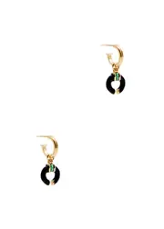 V BY Laura Vann Delphine 18kt Gold Vermeil Hoop Earrings - Black ONE SIZE