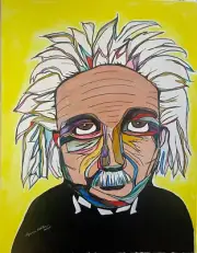 Original painting 22x28" canvas Albert Einstein by Lynne Kohler