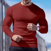 Men's Waffle Shirt T Shirt Tee Top Long Sleeve Shirt Long Sleeve Crew Neck Spring Fall Plain Fashion Designer Basic Vacation Street Going out Black White Win