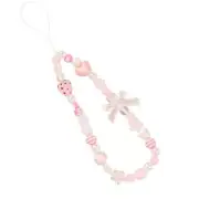 Phone Charms Strap,Pink Cute, Aesthetic Love Phone Chain Girl, Pearl Beaded
