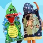 Kids Hooded Bathrobe Beach Towel 2-in-1‌ Super Soft Quick-Dry Cartoon Bath Towel