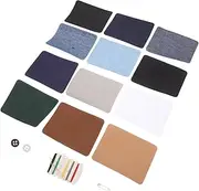 Angoily 1 Set Faux Iron Patches for Clothing Repair Adhesive Backed Rectangular Fabric Patches for Knee and Elbow Areas with Sewing Kit
