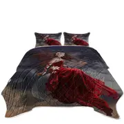 Fantasy Art Crimson Lily Pretty Woman Fairy Coverlet