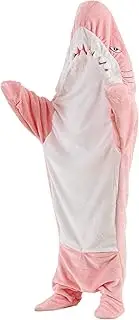 [ZPECC] Shark Blanket Hoodie Onesie - Wearable Comfy Soft Flannel Full Body Fish Blanket for Cosplay Shark, White Elephant Gifts