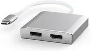 WJESOG USB C to Dual Displayport MST Hub Type C to 2 DP Splitter Multi Stream Transport Hub, for Windows MAC