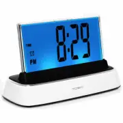 Talking Moshi Lighted Desk or Table Clock - Deluxe Voice Activated Alarm Clock