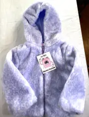 BABY GIRL..FAUX FUR..PASTEL PURPLE..LEOPARD PATTERN..JACKET..NEW..sz 24 MTHS