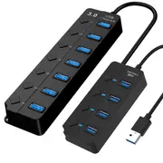 Multi USB 3.0 2.0 Hub 4 Port High Speed Slim Compact Expansion