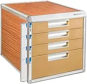 Desktop File Cabinet, Aluminum Alloy Multi-Layer Storage Box Drawer Can Be Locked, Used for A4 Paper, Magazines, Paperwork and Documents (Color : A, Size : 35×26.8×29.8cm)