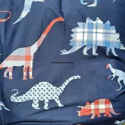 5pc Dinosaur Twin Comforter Dinosaurs Blue Red White Coverlet Bedding w/ Sheets