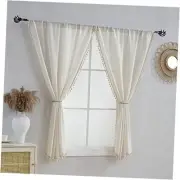 VOILYBIRD Short Curtains for Small Window Natural Linen Blended Farmhouse