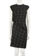 Black Checked Knot Detail Dress