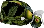 [YTYVAGT] 2-Pc,Gourd-Shaped Working Cap,Fisherman Hat with Buttons and Cotton Sweatband,Fruit Avocado Seamless Pattern