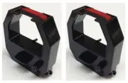 2 x Lathem 400E Time Clock Ink Ribbon Cartridge (VIS6004 Compatible) Black/Red