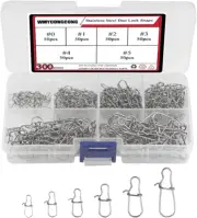 300 PCS Strong Duo Lock Snaps Stainless Steel Snap Swivels Fishing Lure Hook Con