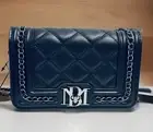 Crossbody Bag Purse BADGLEY MISCHKA Chain Strap Vegan Leather Pleated Small~New