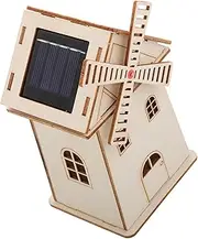 ZUNOXAZ DIY Solar Powered Wooden Windmill Model Unfinished Craft for Educational Science Experiment Decorative Ornament for Home Office