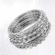 Razor Wire Barbed Wire Razor Ribbon Barbed Wire, 304 Stainless Steel Helical Barbed Roll Fence, Razor Wire Barbed Wire Coils for Yard Farm Factory Commercial (Color : Silver-45cm/Single Spiral, Size